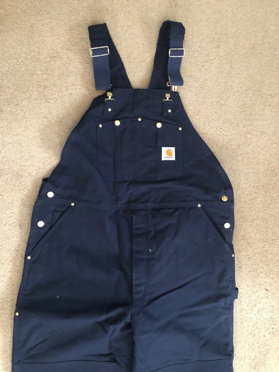 EXCELLENT NEW Carhartt dark blue duck bib overalls quilt lined