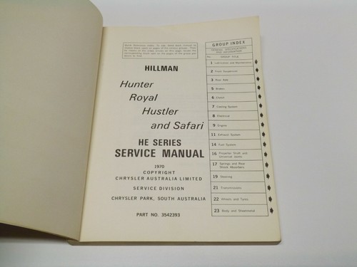 Factory Chrysler Hillman HE Series, Hunter, Royal, Hustler, Safari 1970 - Picture 3 of 4