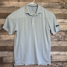 Johnnie-O Mens Performance Polo Shirt Large Blue Short Sleeve Striped Casual