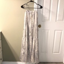 Storia Women’s Star Print Tiered Tassel Keyhole Front and Strap Maxi Dress Sz S