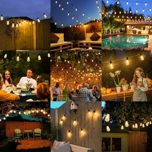 LED Outdoor String Lights Patio Light with Shatterproof ST38 Vintage Edison Bulb - Picture 24 of 28