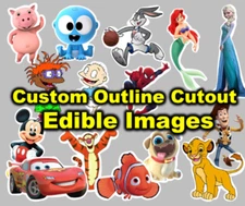 Custom outline cutouts Edible images. Edible Pre Cut Stickers.