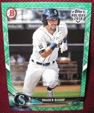 2018 TOPPS BOWMAN HOLIDAY #TH-BB BRADEN BISHOP GREEN FESTIVE 44/99
