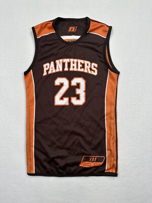 Panthers Basketball Jersey Size Youth Medium Brown Orange Reversible