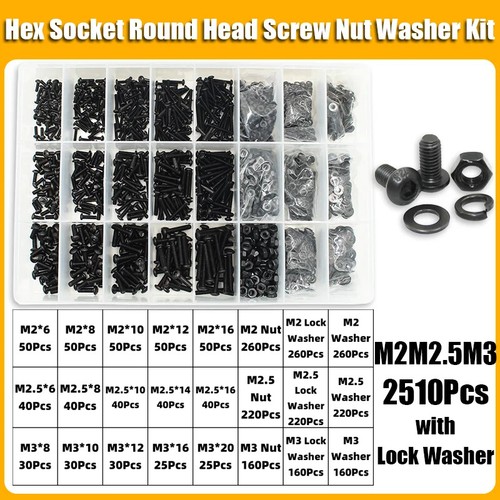 2510p Round Hex Cap Screw Kit Socket Button Head Screws Bolt and Nut and Washer - Picture 11 of 29