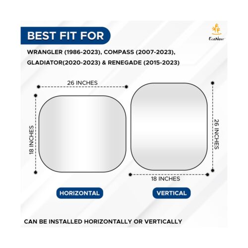 EcoNour 2-Piece Windshield Sun Shade for Jeep, Offers Complete Automotive Sun... - Picture 5 of 7