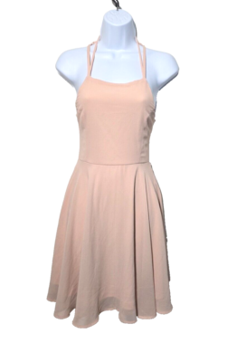 open lace back dress Milla Women's Dainty Pink A-Line Maxi Dress with blue-flowered Pattern main image 1