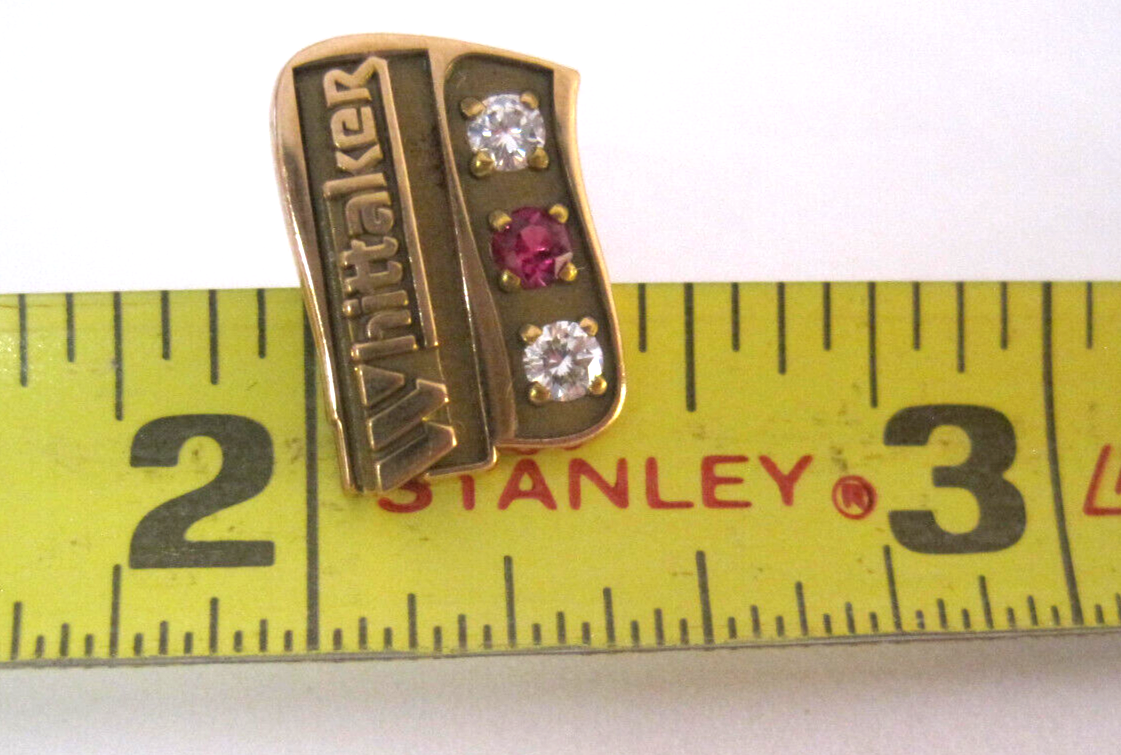 10K Yellow Gold Diamond Ruby Whittaker Pin Back 10K EMB CTO 2 4