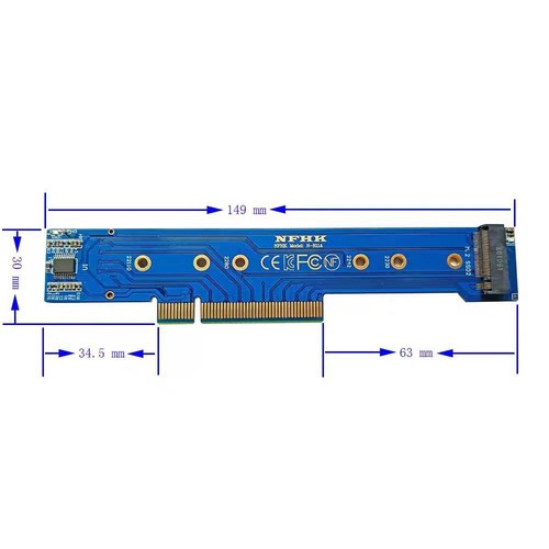 PCIe 3.0 4.0 x8 to 2 NVMe M.2 NGFF SSD Split Card Adapter for 1U Chassis - Photo 2/5