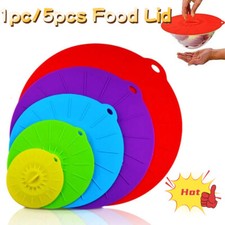 1/5x Silicone Microwave Bowl Cover Cooking Pot Pan Lid Cover Reusable Multifunc