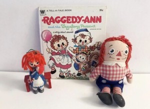 VTG-RAGGEDY-ANN-amp-ANDY-LOT-KNICKERBOCKER-DOLL-WHITMAN-BOOK-CHRISTMAS-ORNAMENT