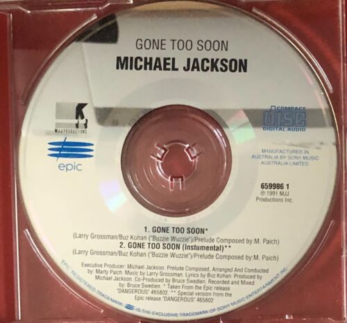 MICHAEL JACKSON VERY RARE CD 2 tracks GONE TOO SOON Epic- Disc only