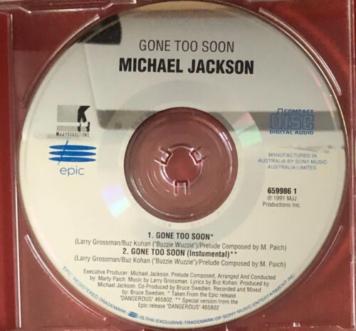 MICHAEL JACKSON VERY RARE CD 2 tracks  GONE TOO SOON  Epic- Disc only - Afbeelding 1 van 1