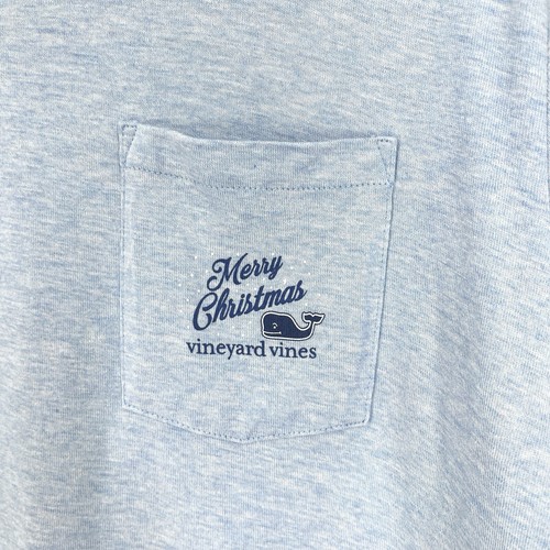 Vineyard Vines Youth Unisex XL Blue Long Sleeve Merry Christmas Pocket T-shirt - Picture 5 of 7