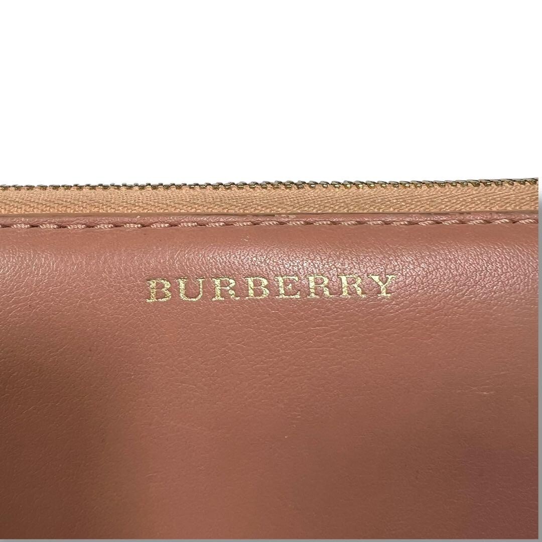 バーバリー ラウンドジップ レザー ノバチェック ピンクベージュ 長財布 Burberry Round Zip Leather Nova Check Pink Beige Long Wallet