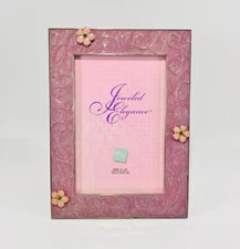 Russ Berrie Pink Jeweled Enamel Photo Picture Frame 4" x 6" Mint