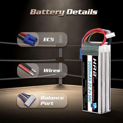HRB 22,2V 5000mAh 6S 6S 50C Lipo Batterie für RC Flugzeug Hubschrauber Auto LKW - Bild 3 von 8