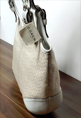 NWT Coach Soho Mini Signature C Logo Slim Hobo Cream White