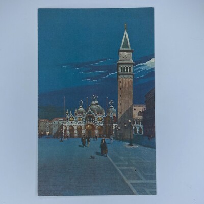 Venezia Venice Piazzo San Marco Fine Art Moonlight Italy VTG Postcard UNP DB