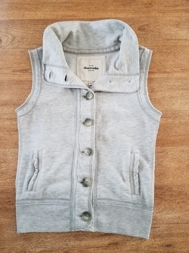 Abercrombie & Fitch Sweater Vest Size L Gray Youth Girls - Picture 3 of 9