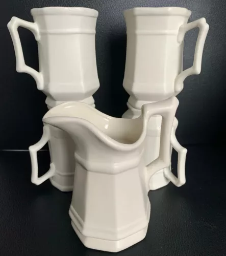 Vintage Ironstone Creamer and 4 small coffee mugs 6oz