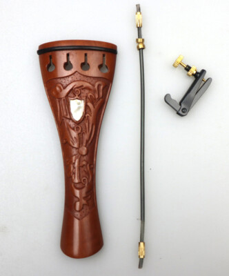 Carved Violin Tailpiece with Gut Fine tuner,Jujubewood Violin Fiddle Tail piece
