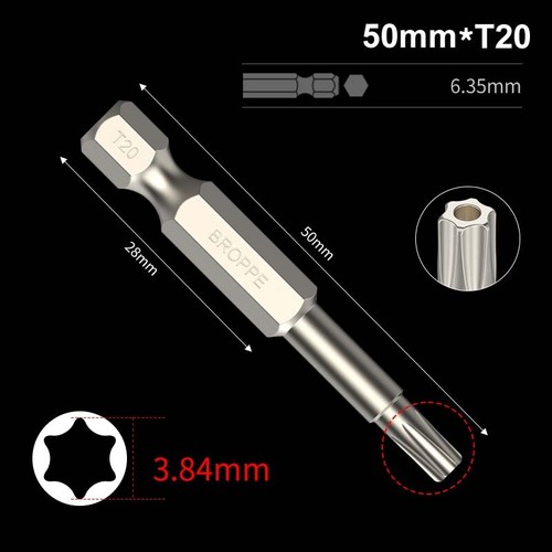 1/4" Hex Shank 50/75/100/150mm Torx Magnetic Screwdriver Drive Drill Bits T5-T40 - Picture 18 of 53