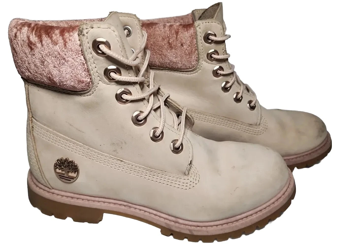 Stivali in pelle impermeabili Timberland da donna rosa chiaro 6 5