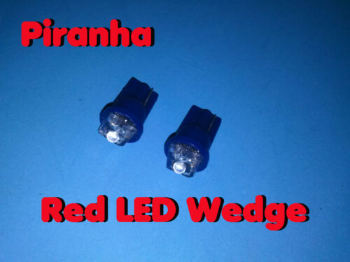 TWO LED WEDGE BASE ~  PIRANHA RED ~ MARKER LAMP 12V DC USA 12 VOLT  T-3 1/4  - Picture 1 of 4