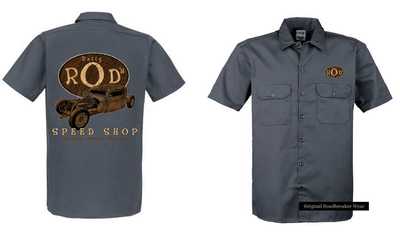 Worker Shirt grau V8 Oldschool Hot Rod US Car-& `50 Stylemotiv Modell Ratty Rod`