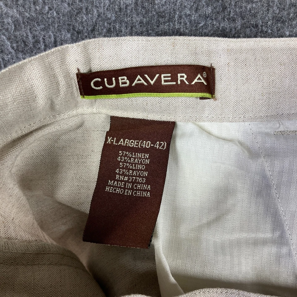 Pantalones chinos Cubavera mezcla de lino con cordón para hombre talla XL extra grandes beige Resort Foto 3 de 4