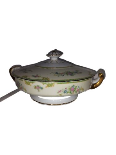 Noritake N1016 Covered Tureen Vegetable Serving Bowl Floral Gold Trim Japan - Picture 3 of 16