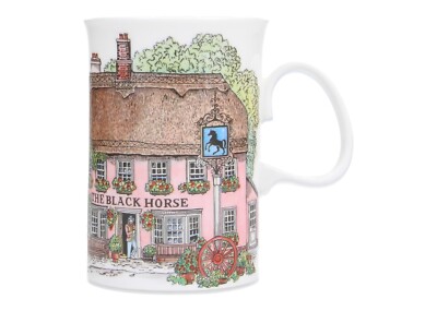 Dunoon Village Inns THE BLACK HORSE Fine Bone China Becher Sue Scullard