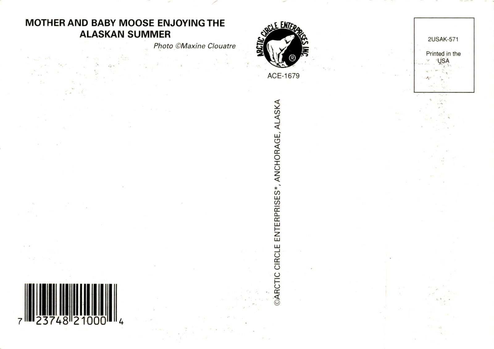 Maxine Clouatre Arctic Circle Enterprises Alaska moose mother baby summ postcard