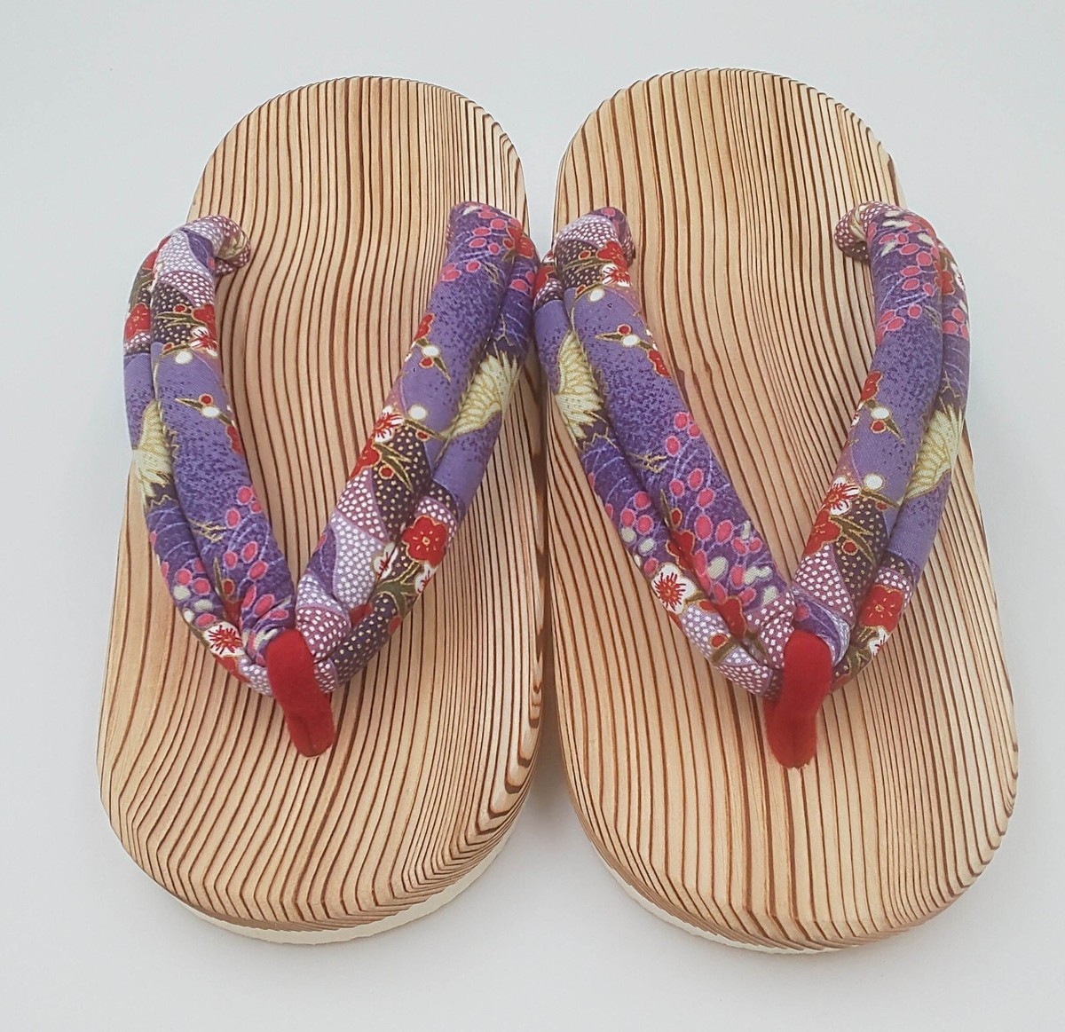 JP Flower in Purple HANAO on White Geta for Ladies' 