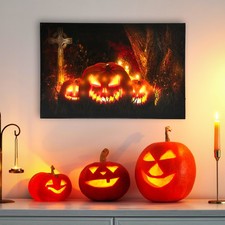 Northlight Jack-O-Lanterns Cemetery Halloween LED Canvas Wall Art 23.5" x 15.5"