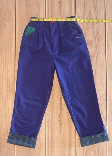 Vintage Gymboree 90s Pleat Front Pants Plaid Cuff Leg Size XXL Rainbow Tag Blue - Picture 5 of 8