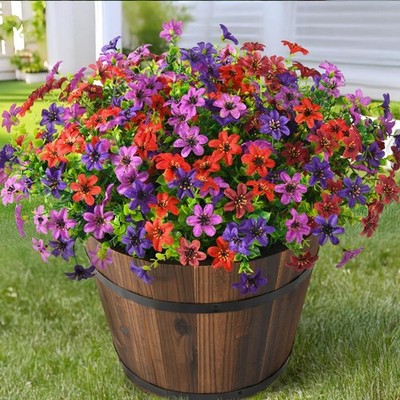 Artificial Flowers for Outdoors Fake Outdoor Plants, 12 Bundle Faux Silk Dais...