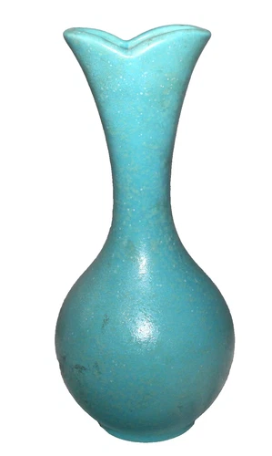 VINTAGE HAEGER USA BLUE SPECKLED MATTE 8 1/4" VASE FARM COUNTRYSIDE COTTAGE MCM