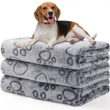 1 Pack 3 Blankets Fluffy Premium Fleece Pet Blanket Flannel Paw Printed Throw...