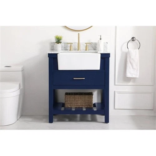 Elegant Decor Clement 30" MDF Single Bathroom Vanity with Backsplash in Blue - Picture 7 of 8