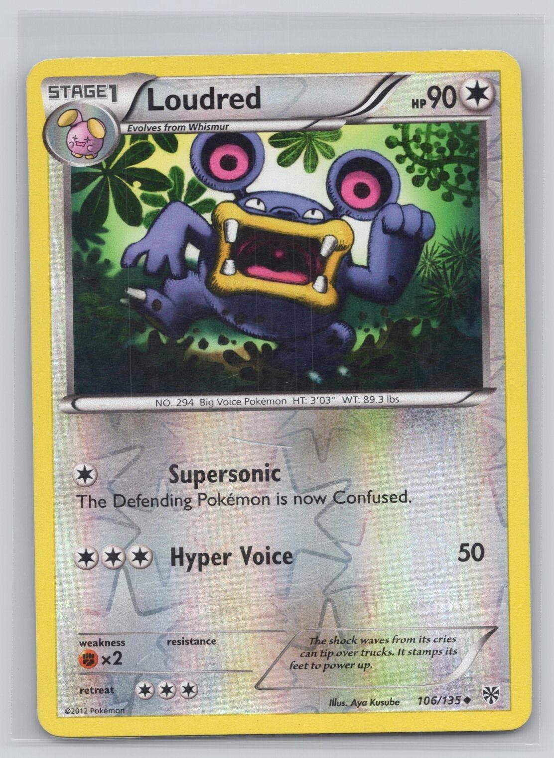 Loudred 106/135 Uncommon Plasma Storm Pokemon Reverse Holo