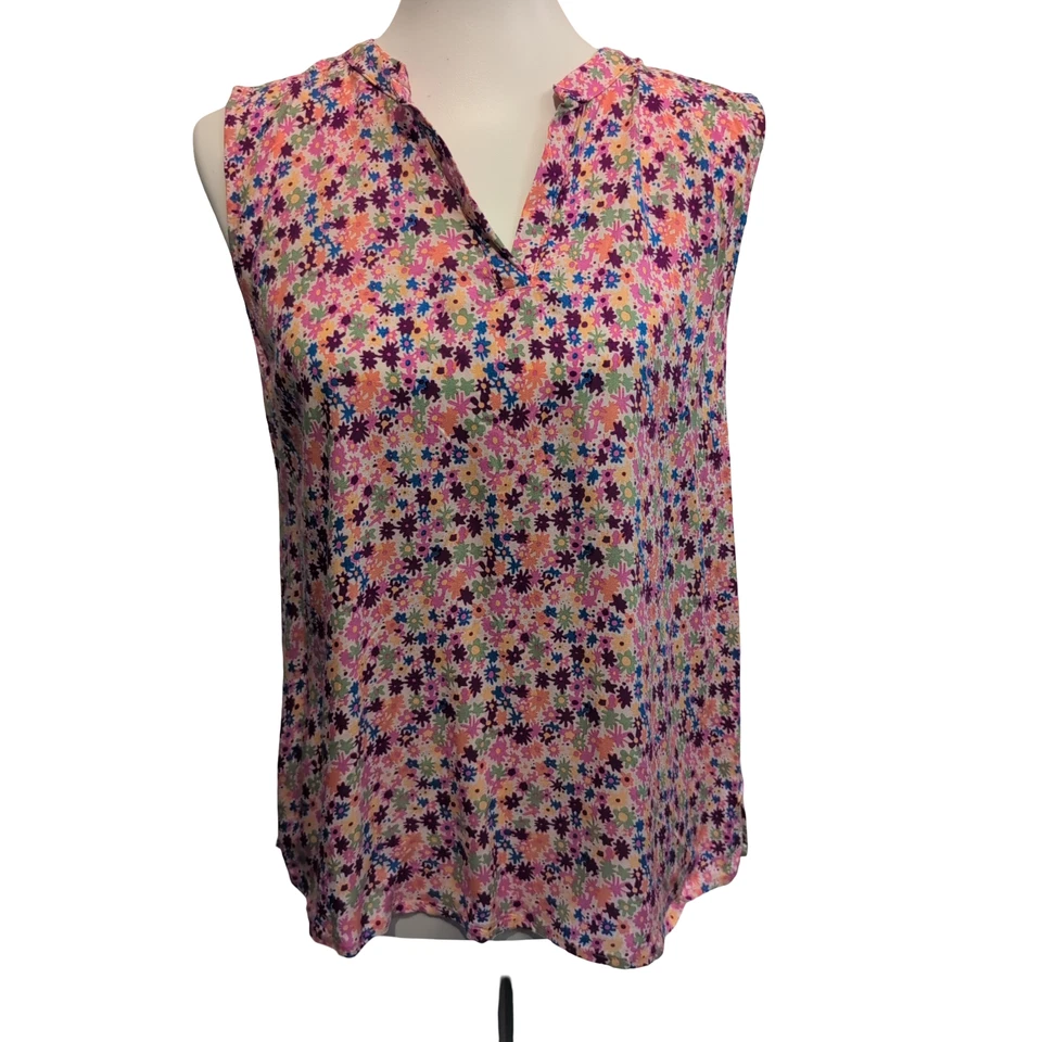 Haut Femme Fresh Made M Fleuri Multicolore 100% Viscose Sans Manches Neuf - Photo 1/4