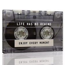 Inspirational Wall Art - Retro Cassette Tape Canvas Print Life Has No Rewind ...