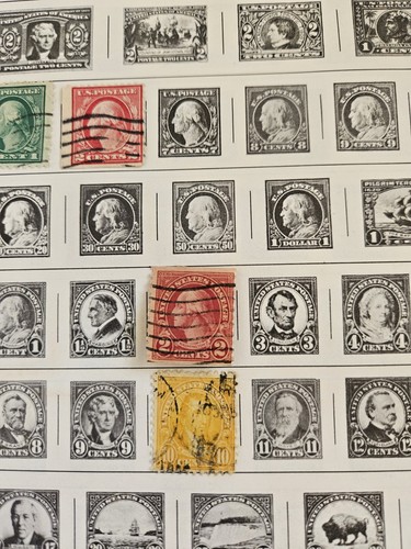 9 Vintage United States Stamps 1 Cent To 7 Cent Album Page Front And Back - Picture 7 of 7