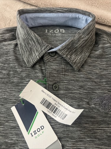 IZOD Golf Camicia Uomo Piccola Grigio Polo Manica Corta Outdoor Leggera Elasticizzata - Foto 2 di 5