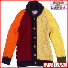 Made In Canada Kanata Men'S L Cowichan Sweater Crazy Pattern Wool Knit Cardigan