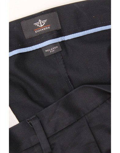 DOCKERS Mens Relaxed Fit Suit Trousers W44 L32 Navy Blue Cotton AT12 - 第 4/4 張圖片