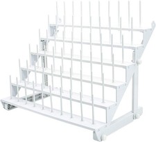 Sew Tech Thread Rack for 60 Spools or 30 Cones, Wall Mount Standing, White