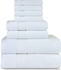 DecorRack 8-Piece Bath Towel Set, 4 Washcloths, 2 8pc White 
